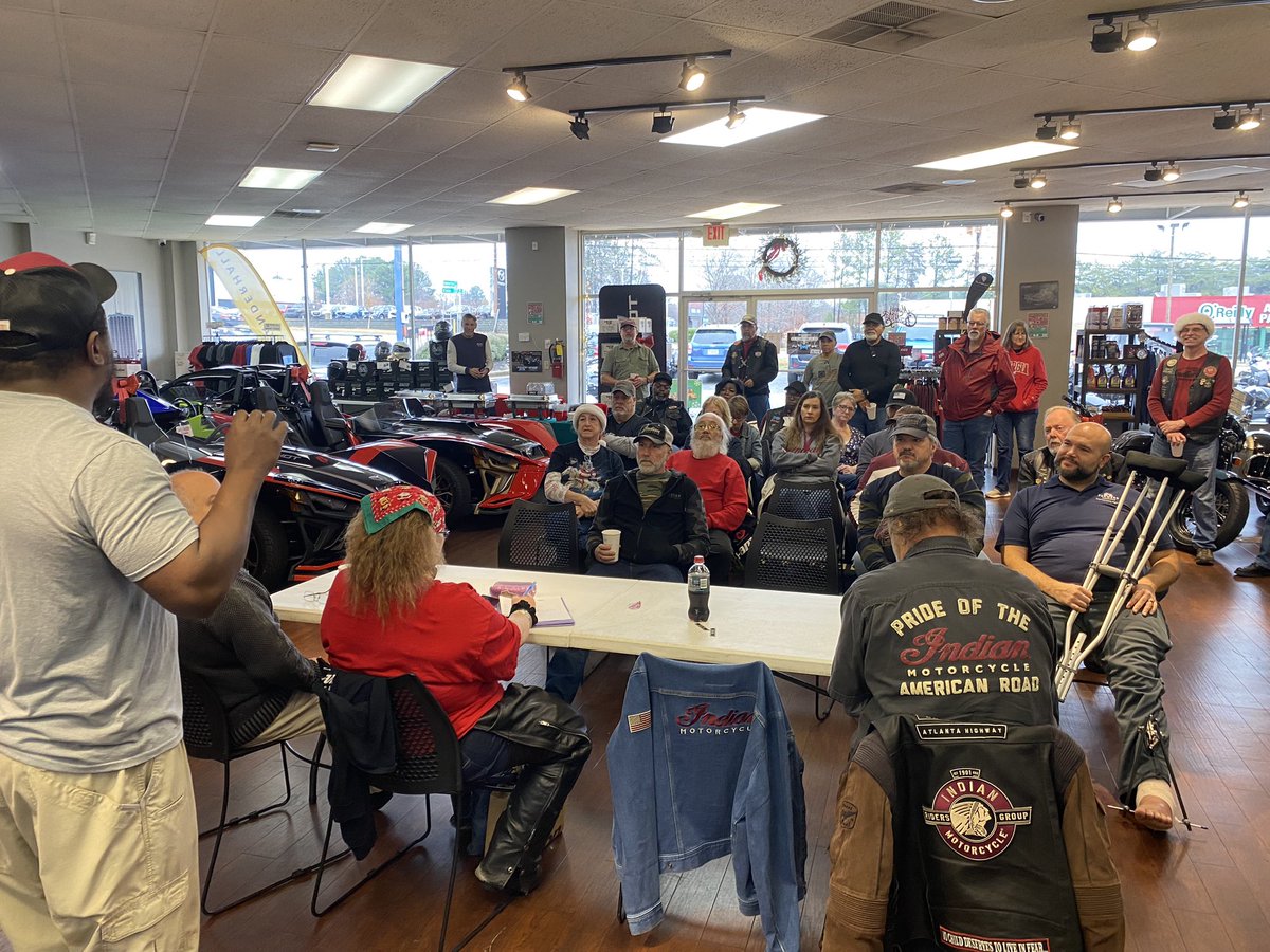 ScoutMan64's tweet photo. Last IMRG meeting this year, it was an appreciation meeting, this awesome group of members raised $845 for Cobb Christmas Charity. Thanks to @IndianMarietta for all your support! ✌️🏍 https://t.co/3Fo0aOzRpr