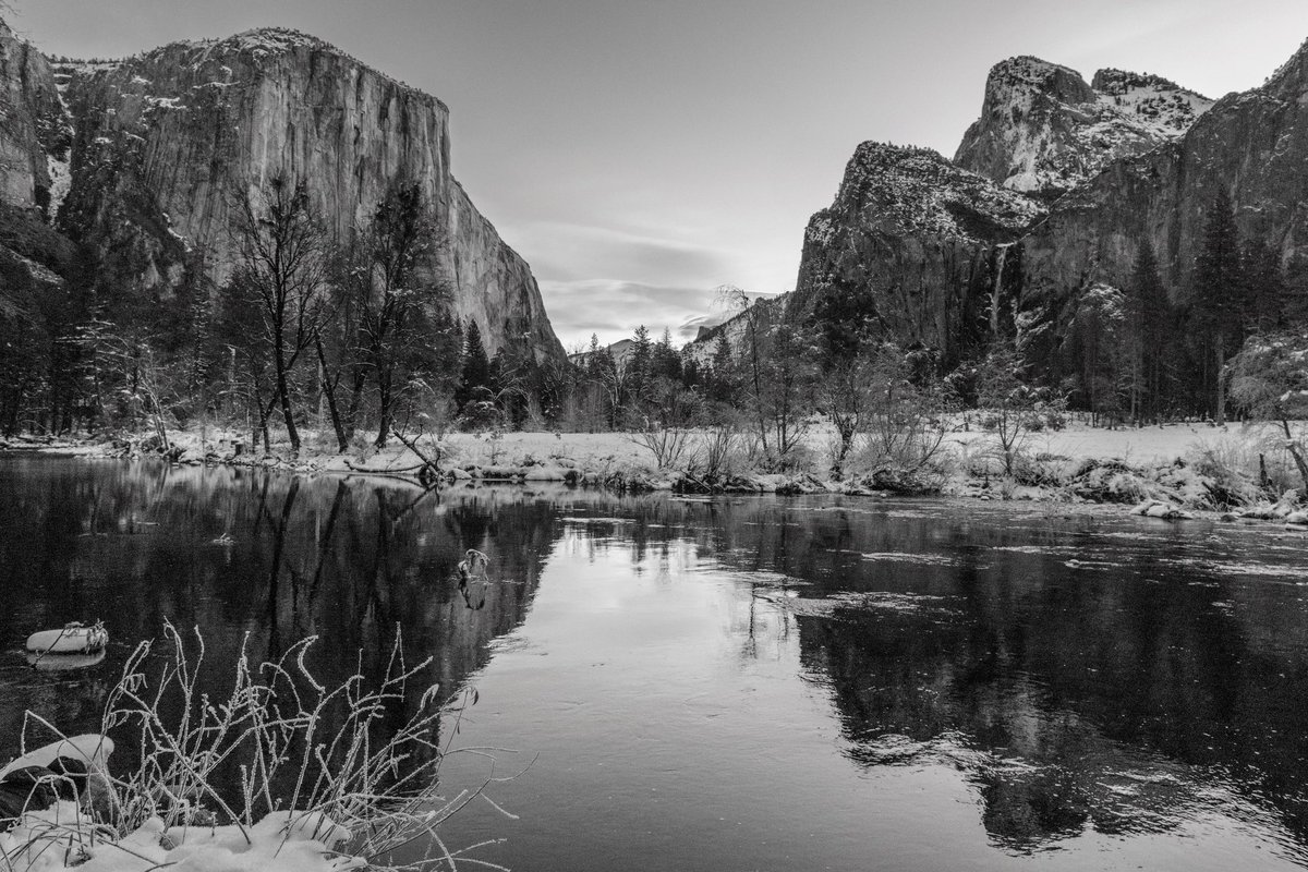 Today’s shot…A view toward El Cap and Bridalviel Falls. December 2021. 

#nikon #nikonphotography
#nikonphoto #nikond850
#californiaphotography #californiaphoto
#yosemite #yosemitevalleyview
#yosemitebridalvielfalls #blackandwhite #blackandwhitephotography #landscapephotography