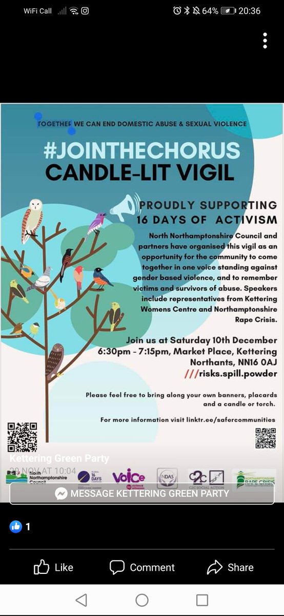 Vigil in Kettering this evening against violence against women. 96 women named. 96 women remembered. #SayHerName #16DaysOfActivism