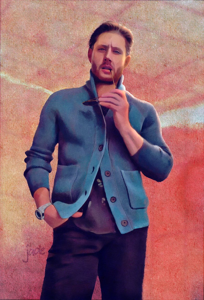 JadeJjJackles's tweet photo. Jensen is stunning in that Blue cardigan 🎨

  #JensenAckles  #JadeJackles #fanart My Art. https://t.co/1Krd8aLokC