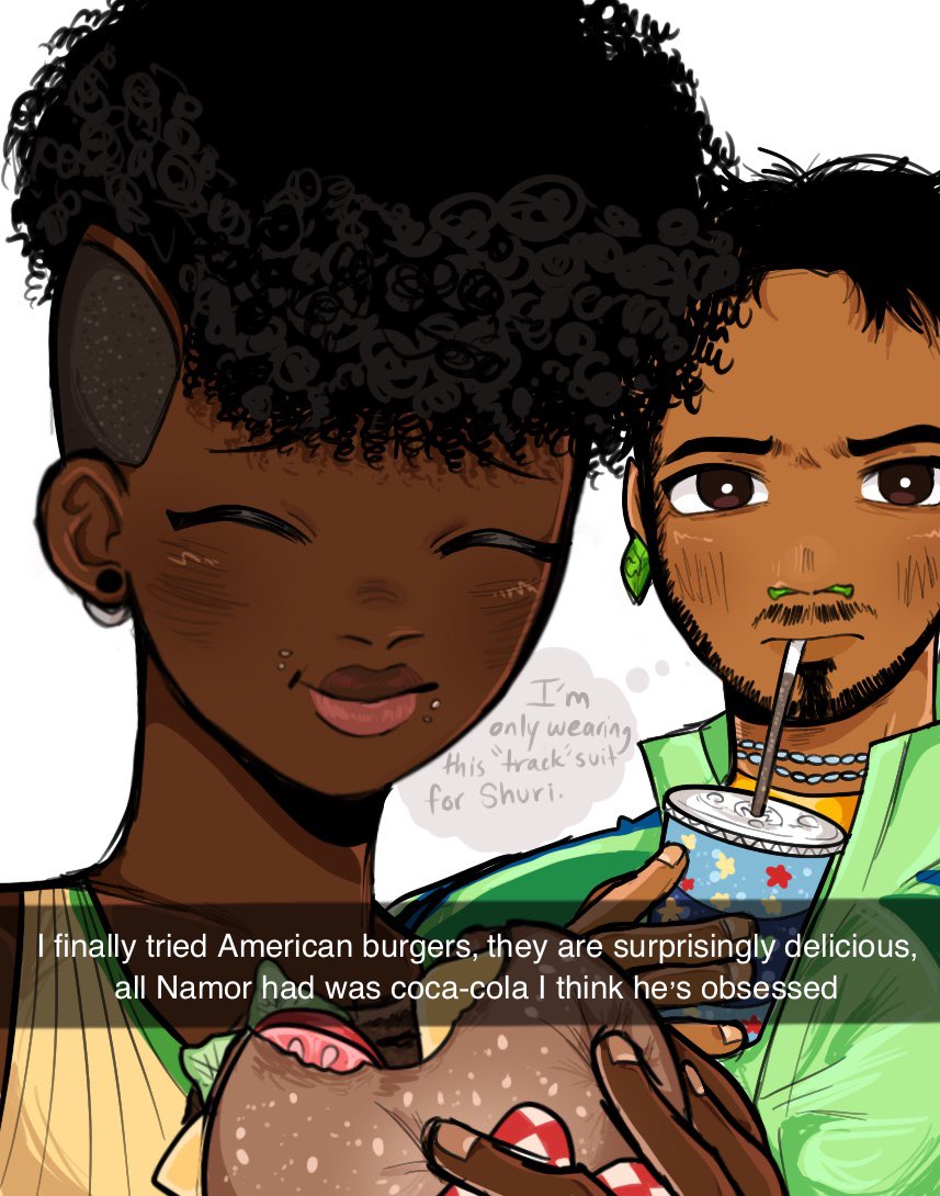 Lunch date 💜 #Nashuri #NamorXShuri #BlackPanther #nashuri #namuri #shurixnamor #Namor #shuri #WakandaForever #wakandaporsiempre #fanart #네이머슈리  #Lunchtime #burger