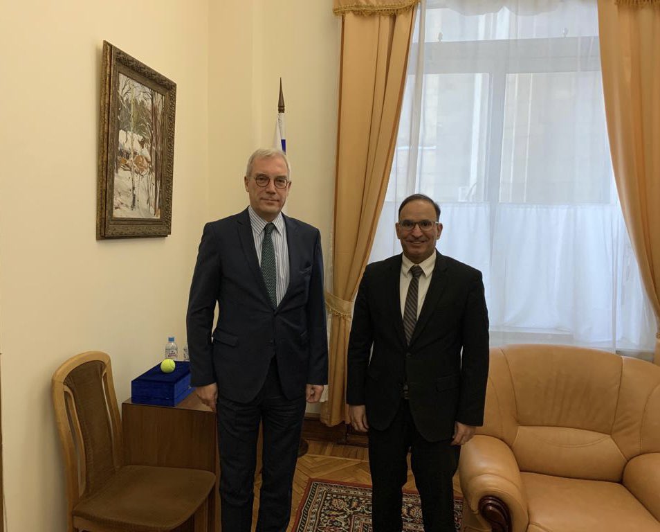 سعادة السفير منصور العتيبي في لقاء مع نائب وزير الخارجية السفير الكساندر غروشكو في مقر وزارة الخارجية الروسية