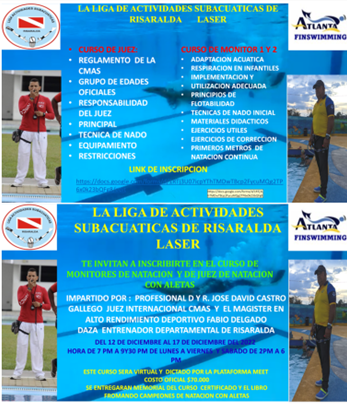 CURSO DE JUEZ Y DE MONITORES DE NATACION CON ALETAS