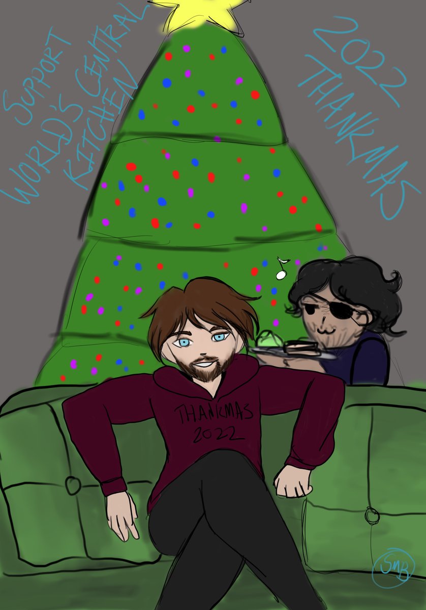 CastleFall's tweet photo. It's that time of year again! #Thankmas2022 supporting World's Central Kitchen, an entertaining way to support a great cause. Enjoy my little doodle of @Jacksepticeye ft. pirate @markiplier https://t.co/GOqhjM6u8C