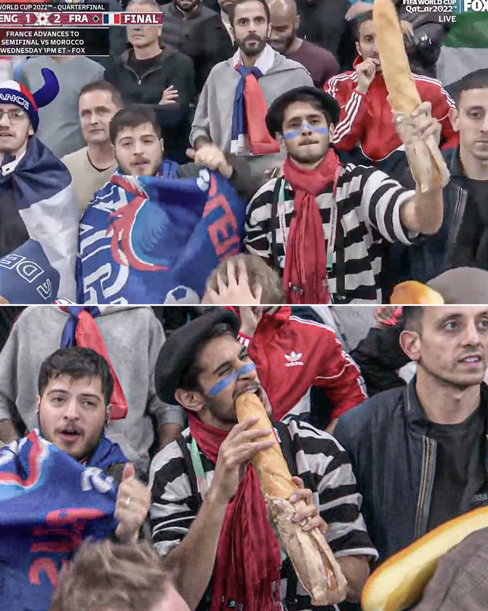 This France fan started eating an entire baguette after the win against England 😂🥖