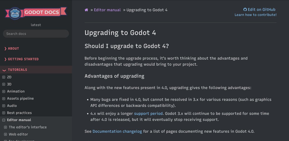 HugoLocurcio's tweet photo. New in #godotengine 4.0: An initial version of the Upgrading to Godot 4 guide is now online.
If you plan on upgrading a project, give it a read and report back on GitHub if you encounter any undocumented issues during migration 🙂 https://t.co/DG7ENE3Mrf