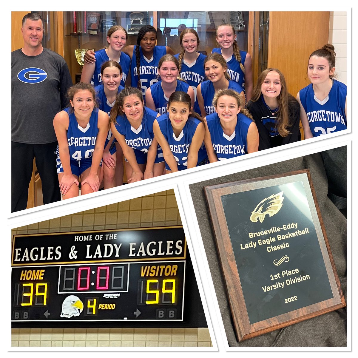 CoachFarney's tweet photo. SO PROUD of Coach Cunningham &amp; JV on your Bruceville-Eddy VARSITY Tournament championship defeating the host school 59-39. Our 9Blue team was also very competitive beating several VARSITY teams #EFND💙 https://t.co/7WKg0kbDpX