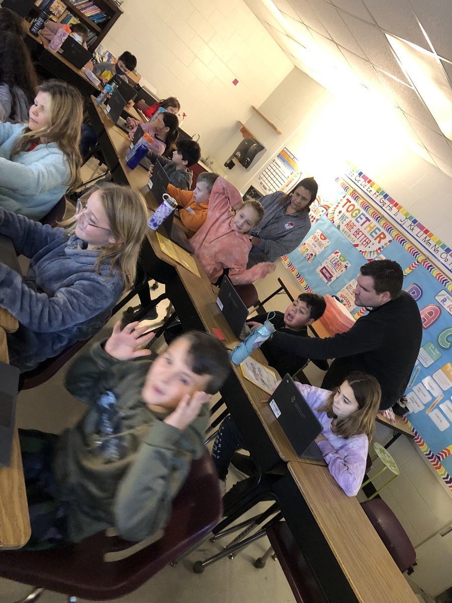 BlascoBrenda's tweet photo. Thankful my son likes to share his time and abilities with children. Justis had 100% engagement of my 4th graders throughout his coding lesson. Ss loved designing their own games, excited with each sprite or sound they created. #HourOfCode @CherokeeSchools https://t.co/Vmq76GHcMK