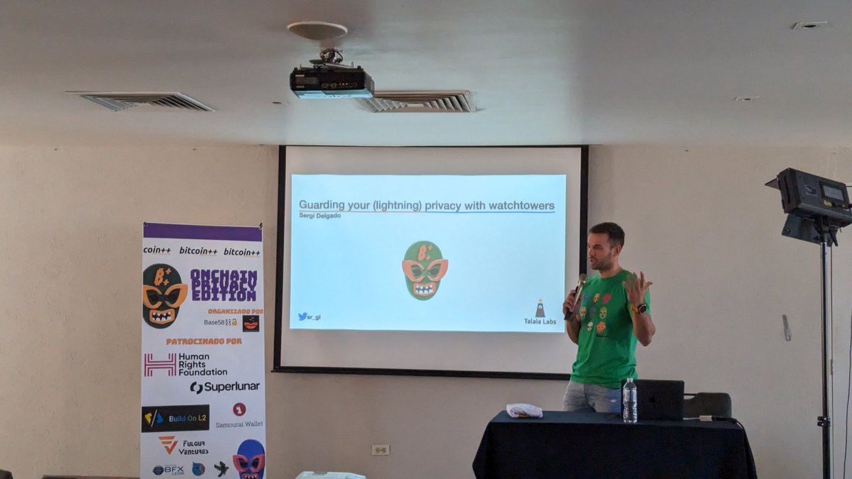 🤓Aprendiendo sobre <a href="/eyeofsatoshi/">The Eye of Satoshi</a> con <a href="/sr_gi/">Sergi Delgado ⚡</a> en <a href="/btcplusplus/">bitcoin++</a> 

Es posible proteger nuestro #bitcoin en Lightning utilizando esta interesante herramienta.

¿Pueden ver los logos de <a href="/keet_io/">Keet</a> y @BFXLeosESP en la foto?