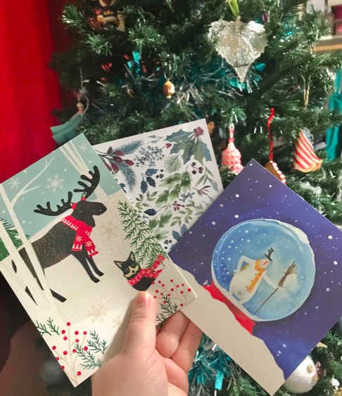 frozenbookblog's tweet photo. #tbtbsanta Thank you @Spiderwebz, Beth and Pam for these adorable cards! I love the sparkly moose! <3 https://t.co/aPank9rk4J