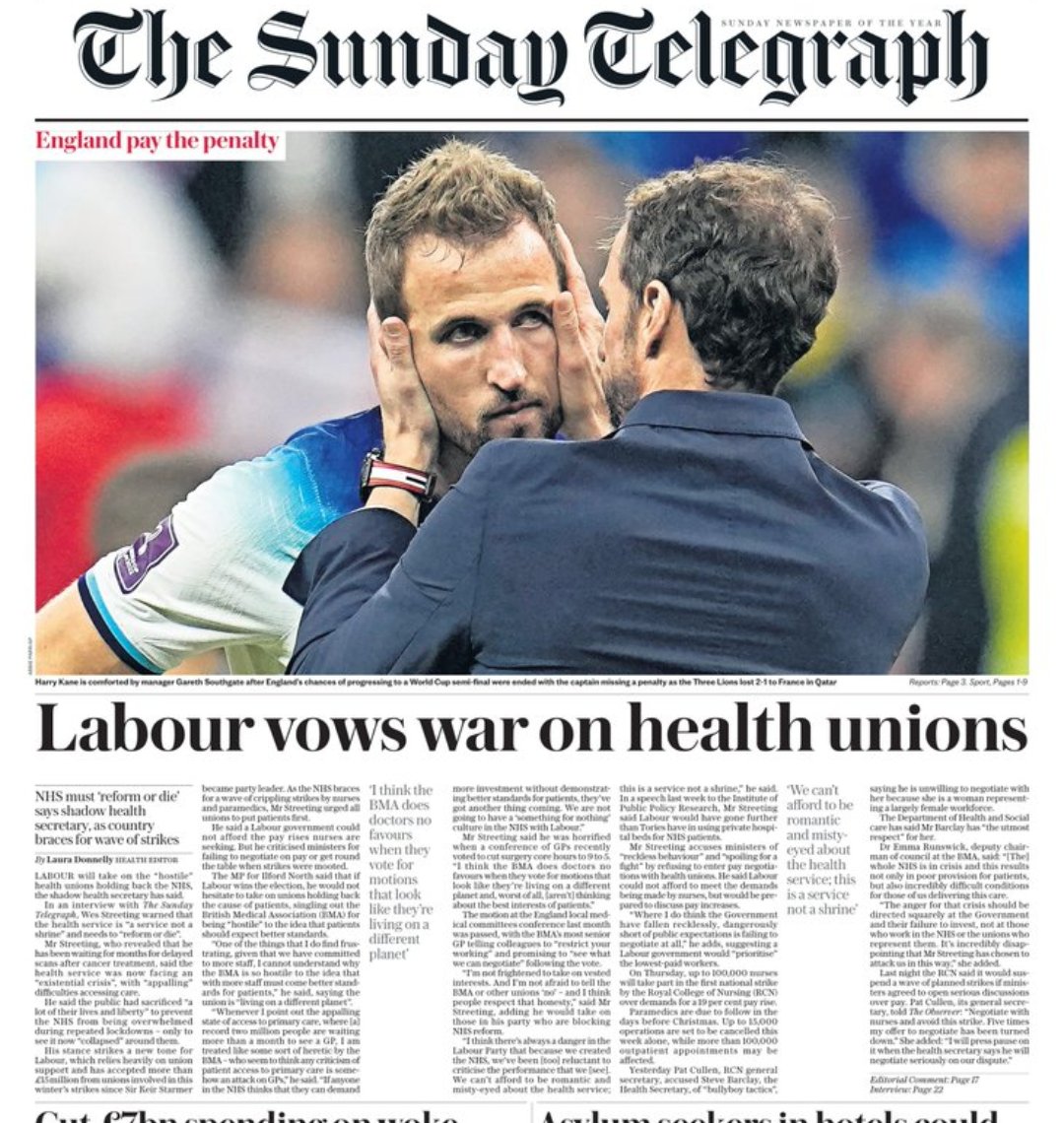 SamanthaJWathen's tweet photo. So Labour is now saying the NHS needs to "reform or die". Unions are being attacked over being militant and apparently the sacrifices the public made during lockdown are being repaid by the service collapsing around them.
With friends like this, who needs enemies? #NHSSStrike https://t.co/94lEhFIrcG