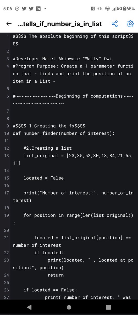 WallyOwi30's tweet photo. ๐ Inherited from my old number finder ๐ 1 parameter function that tells if an item is a list.
#python3 #pythonprogrammers https://t.co/0uSay0suLT