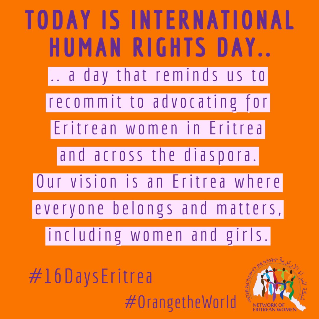 NetworkEriWomen's tweet photo. Women Rights are Human Rights.

#16Days
#16DaysEritrea
#Internationalhumanrightsday https://t.co/gPnmSzCTn2