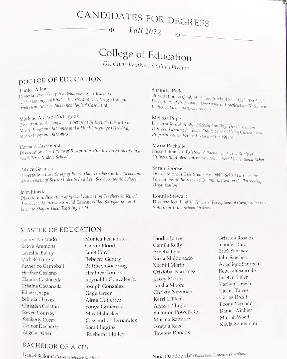 castsailmars's tweet photo. This morning was officially my commencement ceremony at Concordia University in Austin, TX! My sister, @Ed_Tech_Clint was part of the same program. Proud of us for not giving up when it got overwhelming. Now to set a new goal for the new year 😊🎉#ctxgrad @SISD_FineArts @gbrasg https://t.co/SGPI0nL6Tb
