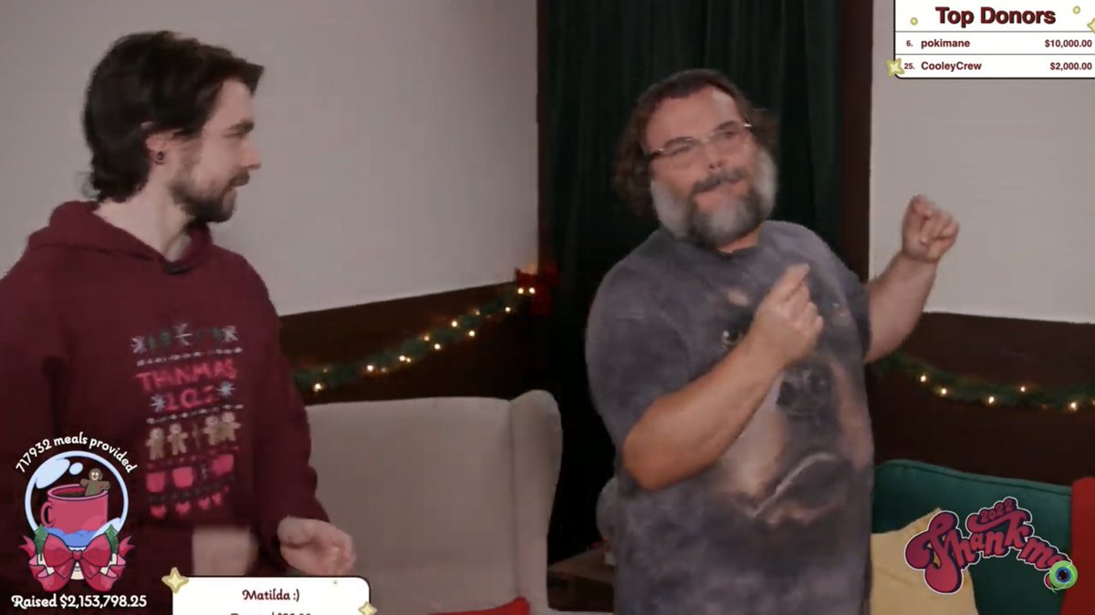 AriSunLuna's tweet photo. @jackblack has joined the #Thankmas2022 stream! https://t.co/Prc9K32My1