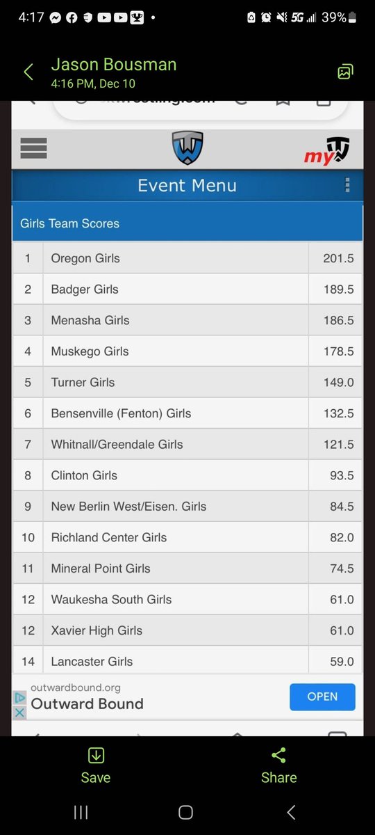 badger2811's tweet photo. Going into the final round, our Girl's Wrestling team is sitting in l 2nd place! https://t.co/JDqF9ZiLcD