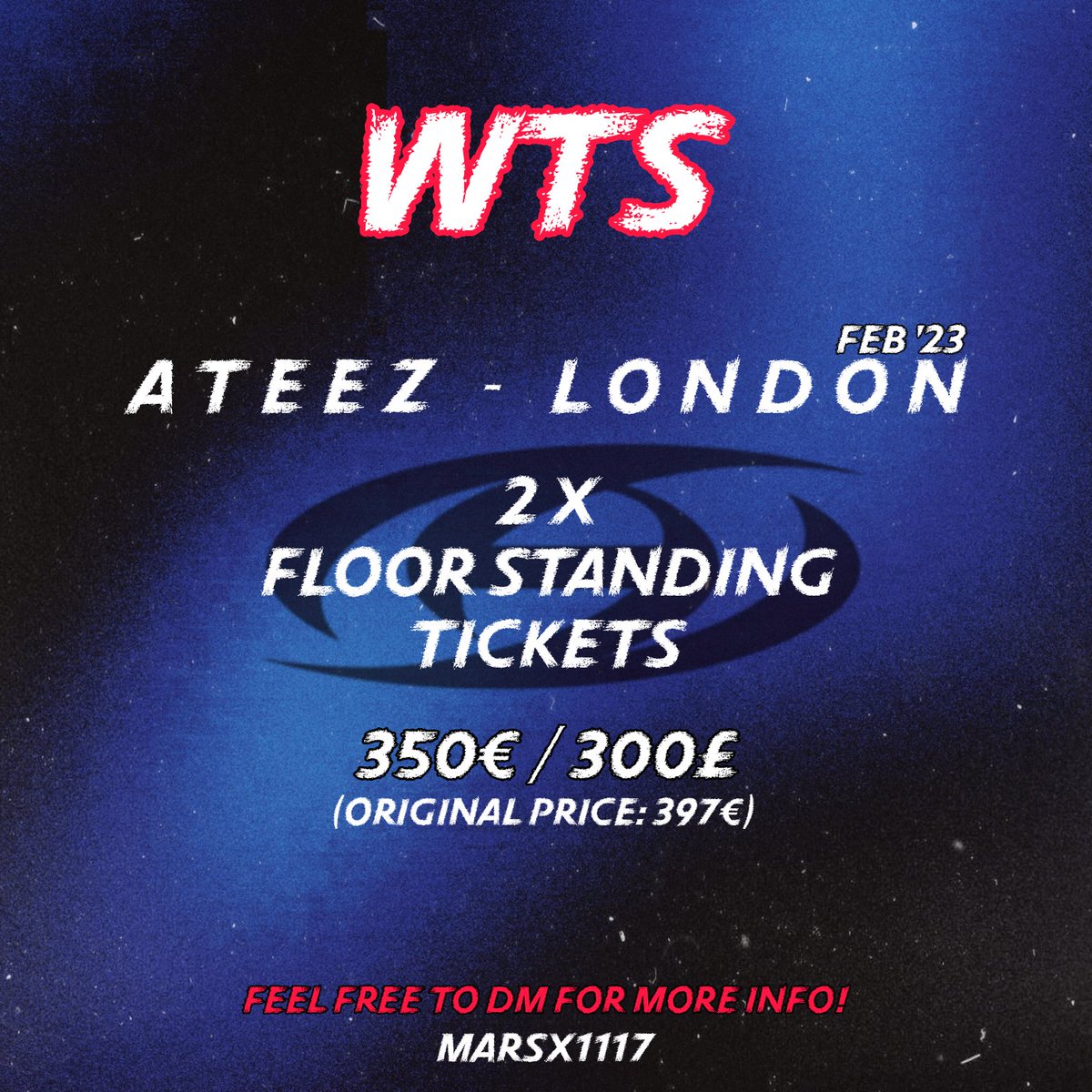 MARSx1117's tweet photo. me and my friend are selling our tickets for the ATEEZ CONCERT IN LONDON 2023 with a little discount~ feel free to dm me for more info and proof! 

#ATEEZinEUROPE #ATEEZinLondon #ateezwts #wtsateez #ateeztickets #ateezwtb 

shares are appreciated (⁠｡⁠･⁠ω⁠･⁠｡⁠)⁠ﾉ⁠♡ https://t.co/Rnvtx3cVC1
