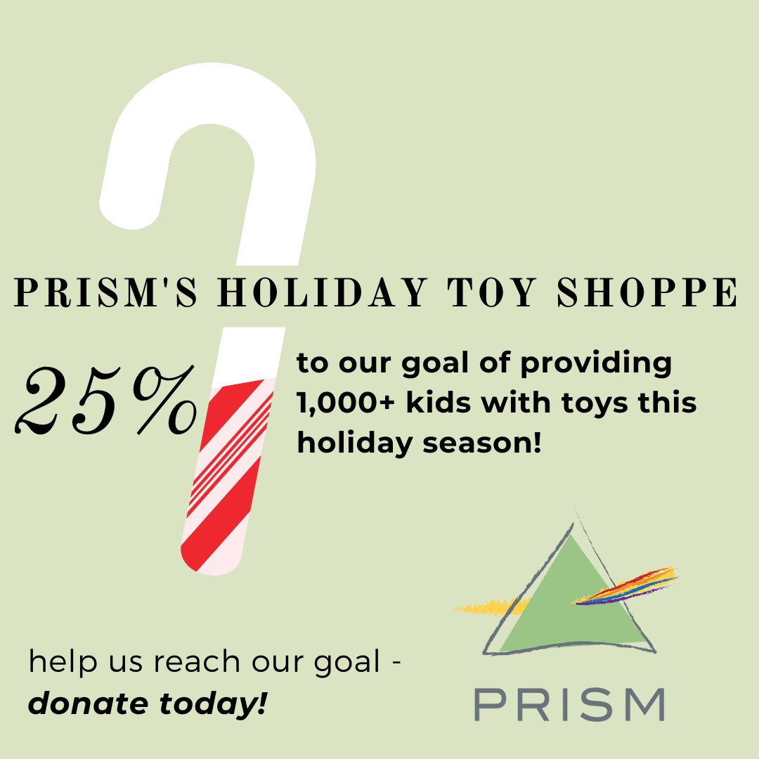 Our annual Holiday Toy Shoppe is in one week. Currently, we are about 25% of the way to our goal. Donate funds today to our Children’s Program to help make the holidays magical for local families. —> prismmpls.org/donate