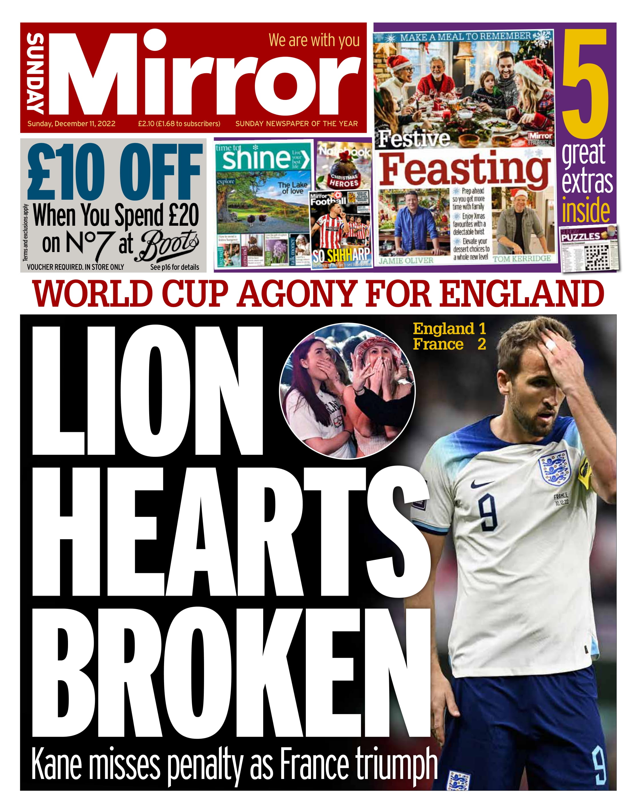 Sunday's front page: Lion hearts broken 