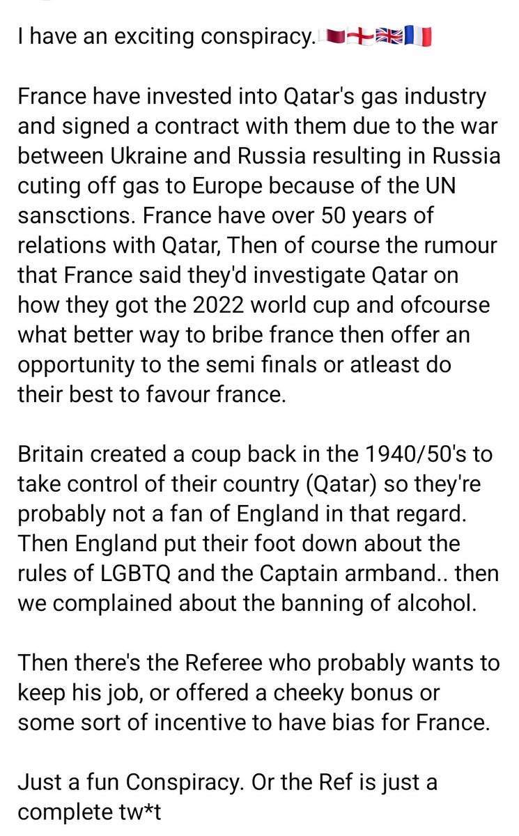 SparkyInv's tweet image. Here's my fun little conspiracy #FIFAWorldCup #referee #ENGFRA #wiltonsampaio