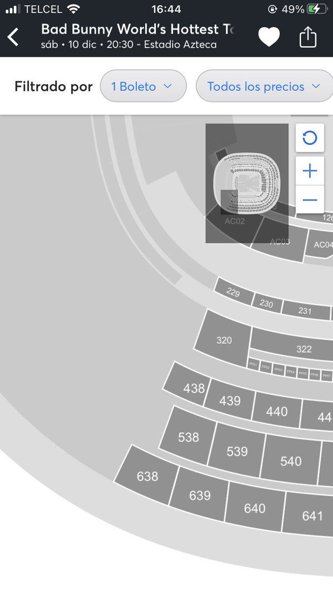HectorPiollis's tweet photo. @Ticketmaster_Me @sanbenito @EstadioAzteca Haciendo su fraude según sold out y está vendiendo boletos para algunas personas ahorita en lugares q no están disponibles para seleccionar https://t.co/FrNsytAbQD