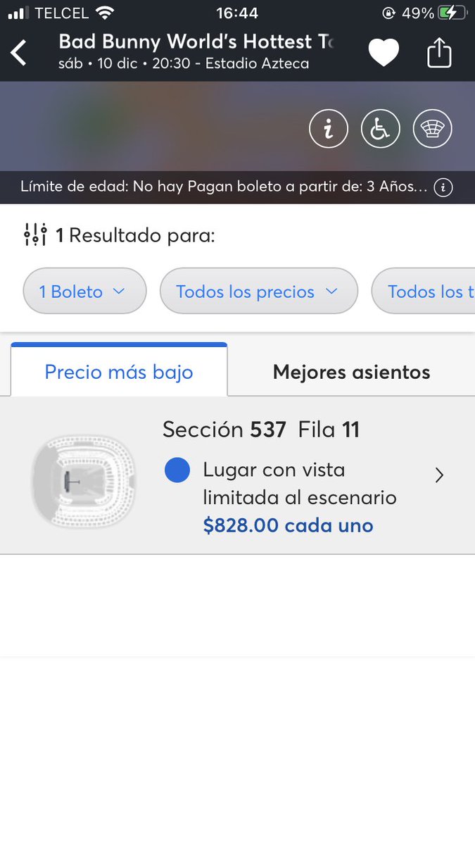 HectorPiollis's tweet photo. @Ticketmaster_Me @sanbenito @EstadioAzteca Haciendo su fraude según sold out y está vendiendo boletos para algunas personas ahorita en lugares q no están disponibles para seleccionar https://t.co/FrNsytAbQD
