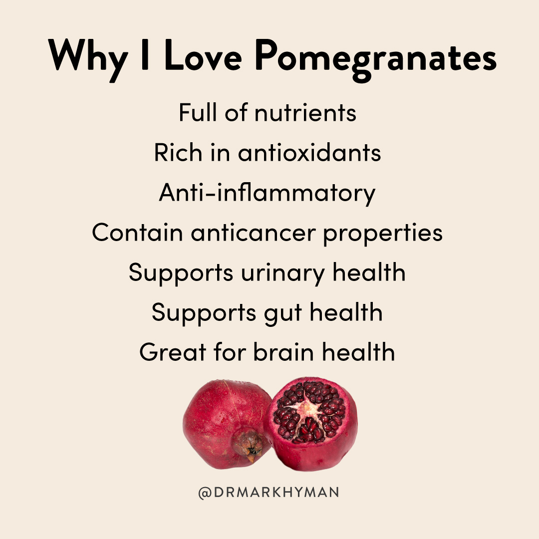 drmarkhyman's tweet image. What’s your favorite way to eat pomegranates? I love adding them into salads or on top of roasted veggies.