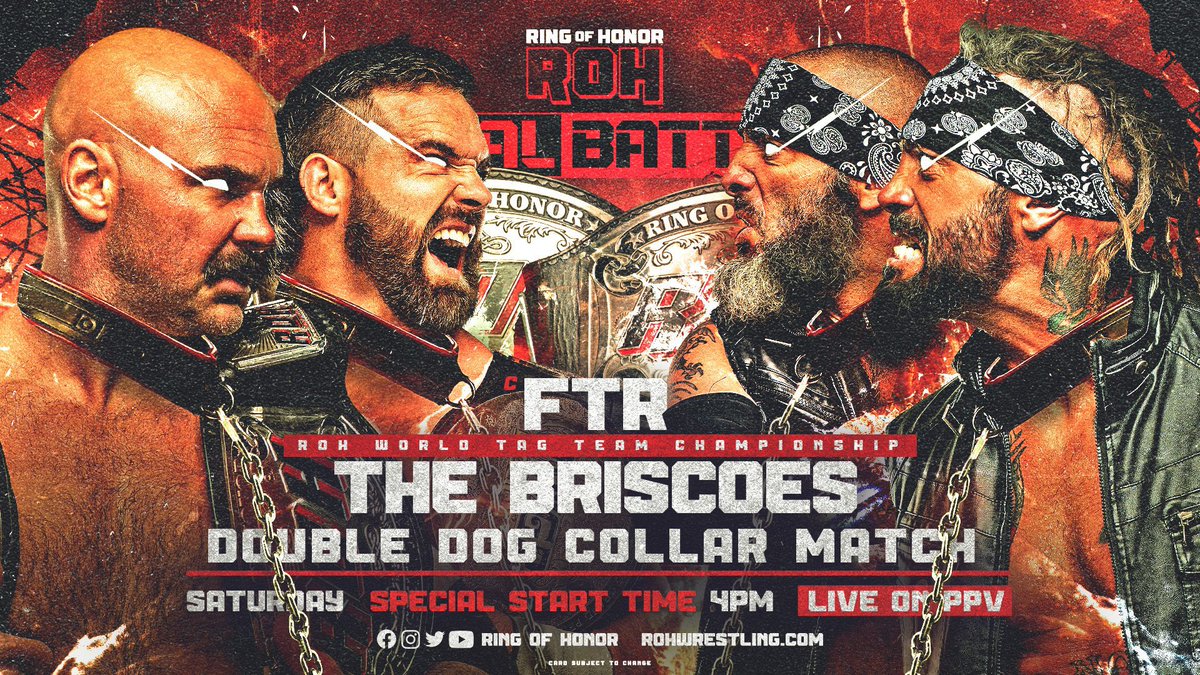 SettersNick's tweet photo. FTR VS THE BRISCOES double dog collar match at #ROHFinalBattle
My rating: 5.75 stars 
HEY OMEGA TRY TOPING THAT 
@Indigo_Uchiha @AMTXXIII23 @CaseyFlynn6542 @NeoRealityEnt 
#MEMETHEELITE #OPERATIONBATTLECRY https://t.co/GTno36pCj6