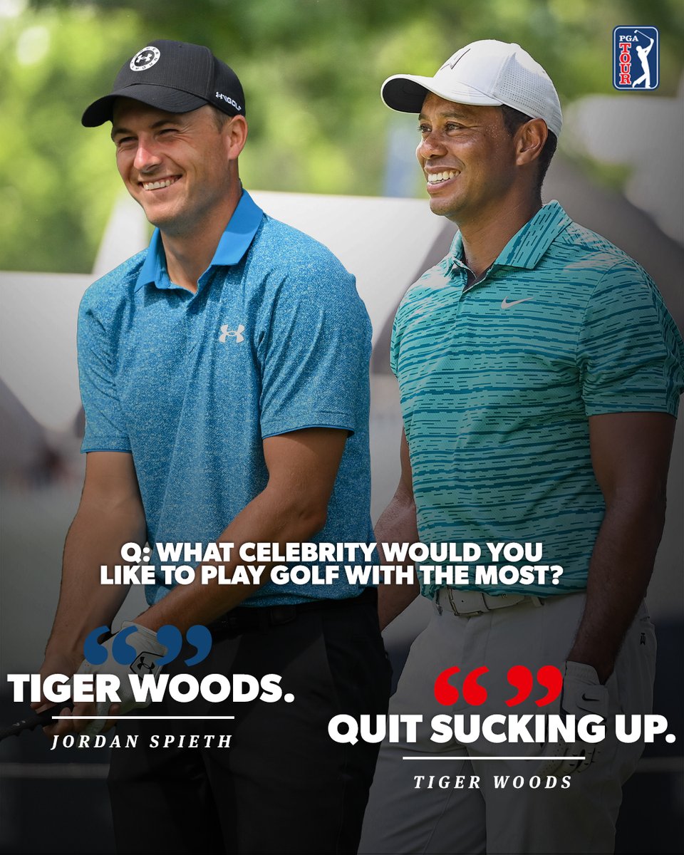 PGATOUR's tweet photo. Jordan trying the kindness route with Tiger ahead of The Match 😂 https://t.co/FqRjKKJb0i