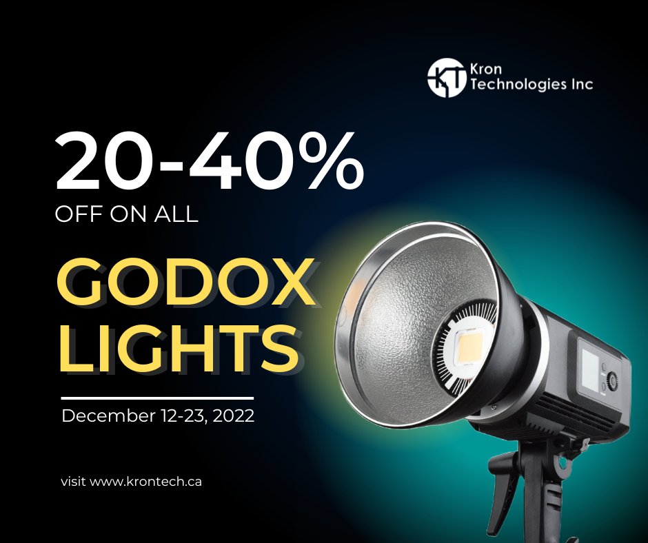 ChronosCameras's tweet photo. ⚡Godox Light Sale from Kron Technologies⚡
From December 12-23 save 20-40% on *ALL* Godox Lights. Buy now: https://t.co/cxk24mz20N
#krontechnologies #chronoscameras #cameralights #lighting #cameralight #godox #sale #annualsale #videography #photography #photographylighting https://t.co/w0s8V0tiED