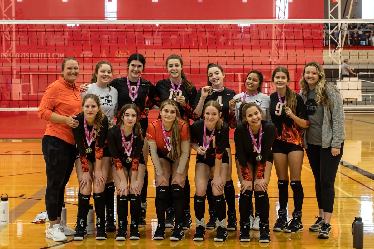 Country Fire 16’s finish 1st place overall at the Mistletoe tournament! #countryfirevb #gold