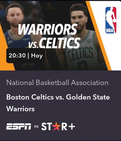 richard93612's tweet photo. #NBA #NBAxESPN #NBAxSTAR Hola @SebastianMCESPN #ElGuru @obricio7 ver el #BOSvsGS en @ChaseCenter por #ESPNenStarPlus. Le voy a que pierde de visitante #BleedGreen con los #DubNation. Desde las 20 H con producción de @NBAonABC. Revancha del 2021. Abrazos. https://t.co/ewu49gLK5T