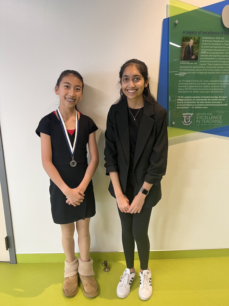 Huge congratulations to Grade 7 Sarah H. and Grade 8s Khaliya L. and Tom C. (not pictured) who all qualified for Speech Provincials in February! <a href="/RundleJrHigh/">Rundle College Jr. High</a>