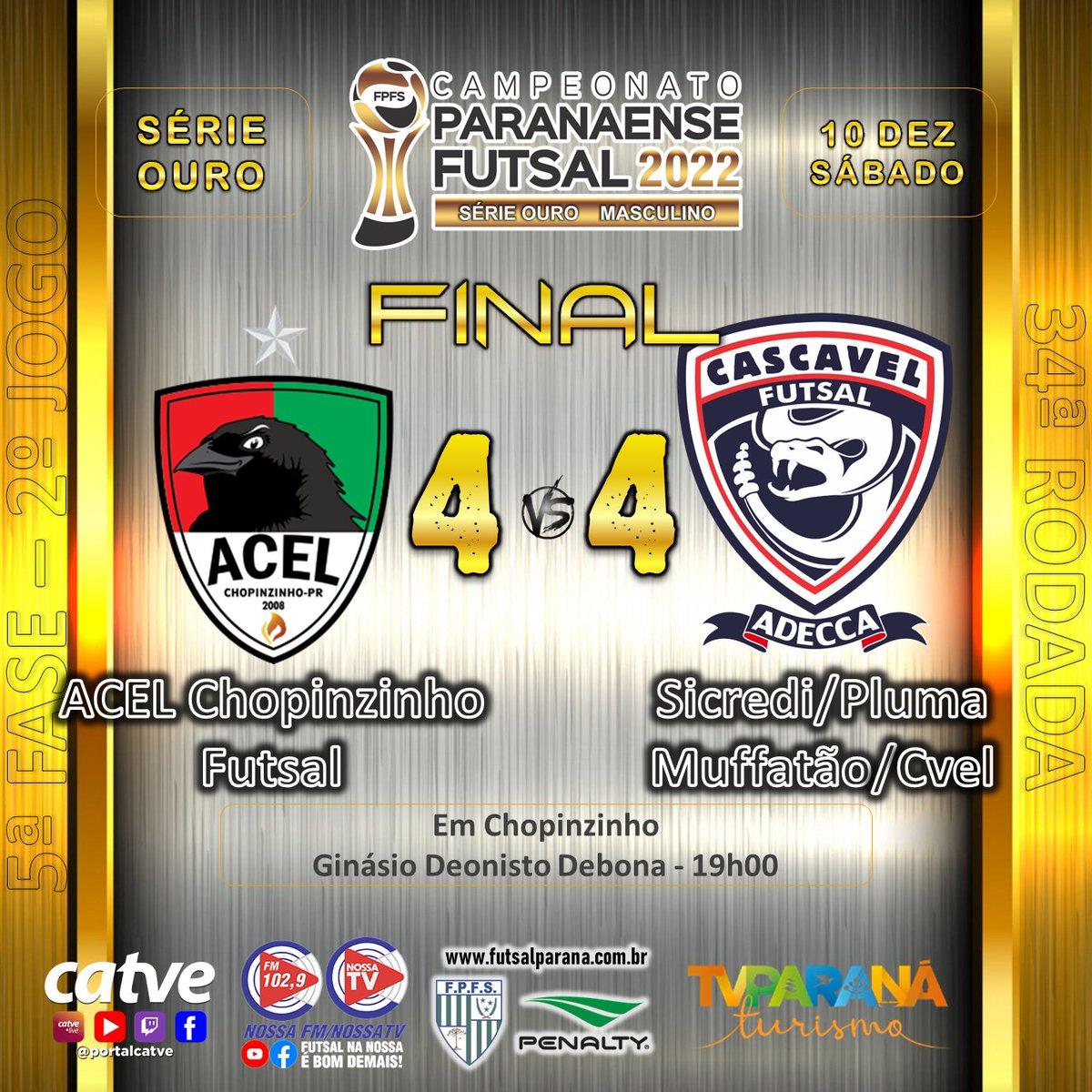 Sicredi/Pluma/Muffatão/Cvel 04 X 04 ACEL Chopinzinho Futsal