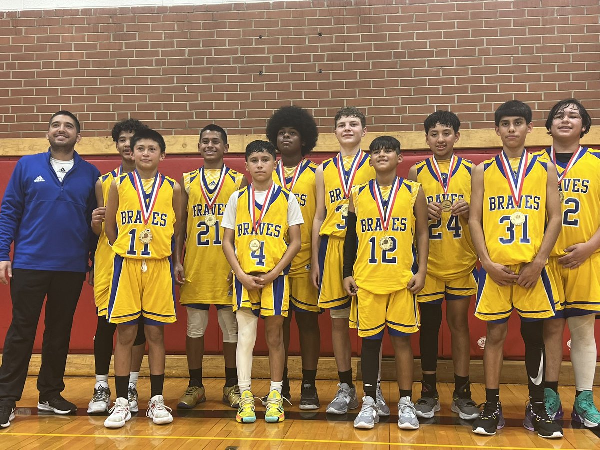LMSBoysath's tweet photo. Congratulations to our 7th grade A team who went to Abilene today and came away with the Gold. The finished the day with a tough game against Glenn. @LMSstrong @SAISD_Athletics #lincolnbraves #lmsstrong https://t.co/gV3JbTrbTR