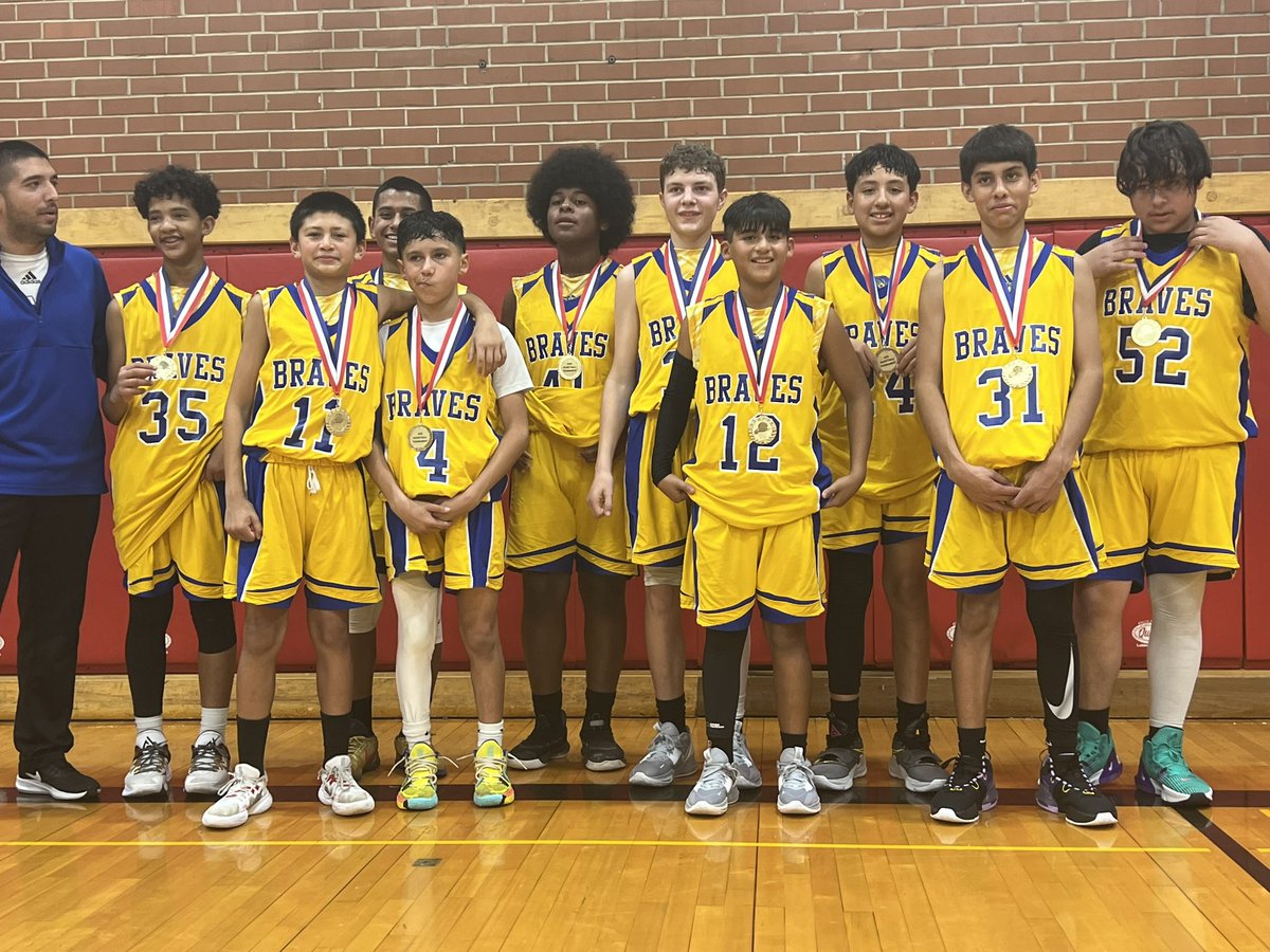 LMSBoysath's tweet photo. Congratulations to our 7th grade A team who went to Abilene today and came away with the Gold. The finished the day with a tough game against Glenn. @LMSstrong @SAISD_Athletics #lincolnbraves #lmsstrong https://t.co/gV3JbTrbTR