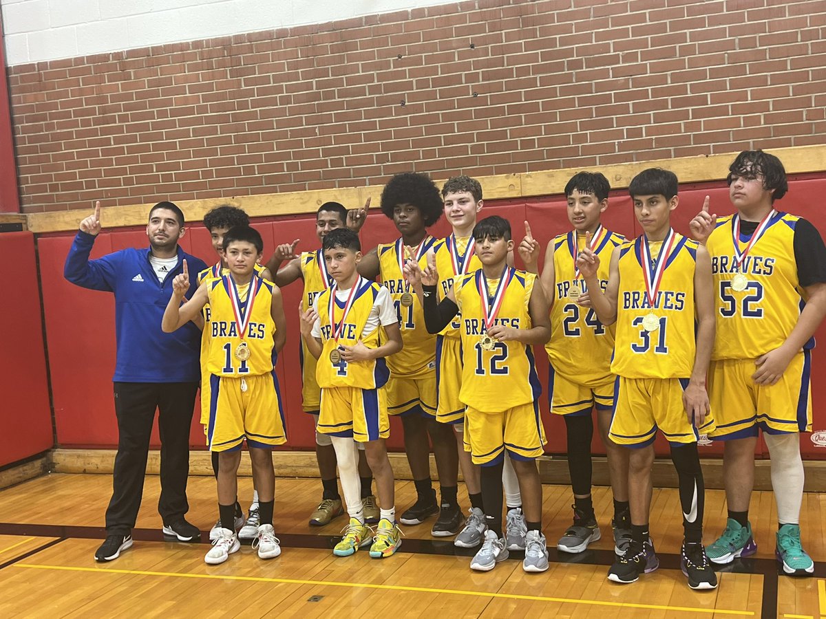 LMSBoysath's tweet photo. Congratulations to our 7th grade A team who went to Abilene today and came away with the Gold. The finished the day with a tough game against Glenn. @LMSstrong @SAISD_Athletics #lincolnbraves #lmsstrong https://t.co/gV3JbTrbTR