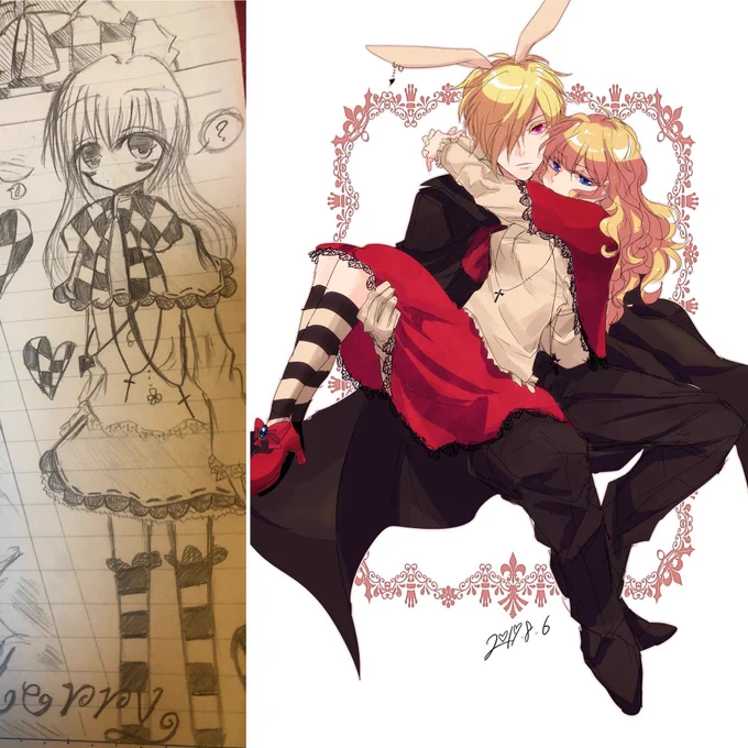#同じキャラで自分の成長を見せつけたいメリー(アナログ→1枚目→2枚目) 