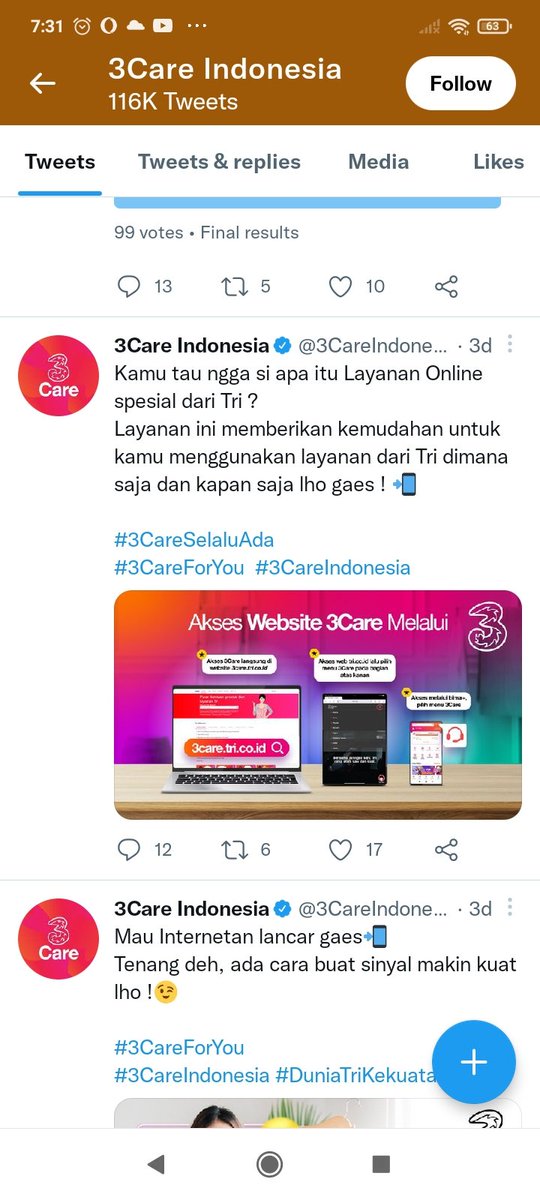 david_azteza's tweet photo. @3CareIndonesia #3careforyou layanan 24 jam bulsit
#3indonesialelet
#3careforyoulelet https://t.co/OnkWuBtkGe