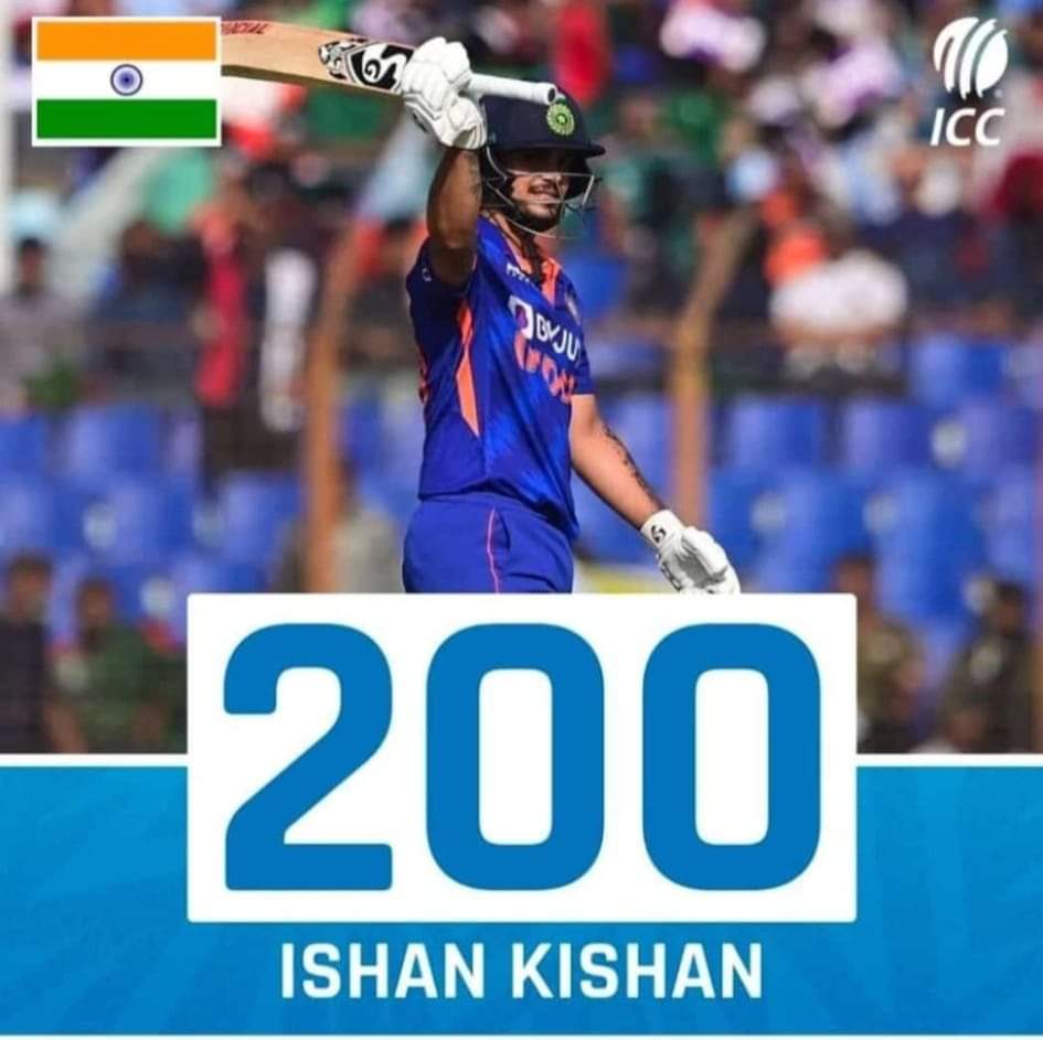 KumarShanuYADA4's tweet photo. A best wishes for a young palyer ...well played my bro Ishaan Kishan...Smashed. Fastest Double century 🏏🏏 https://t.co/4MgOLtyPE6