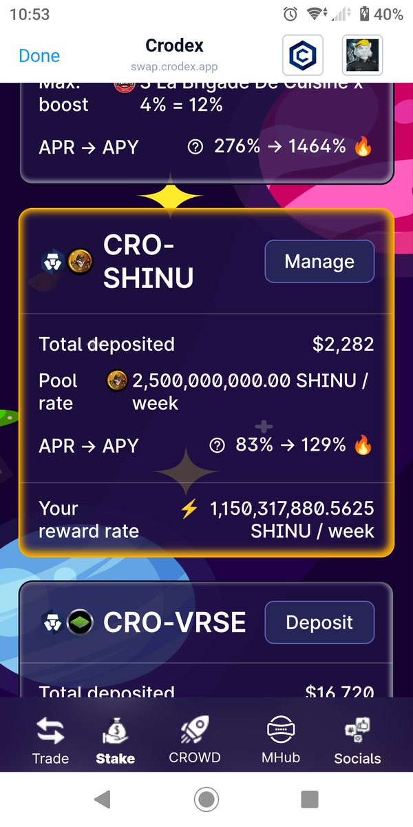 Pumped SHINU earn
#Shinu /#cro.
#Nft available from corgistudio.io type into your defi wallet browser.
Limited supply only few hundred left.
Buy shinu from crodex also in defi wallet browser.