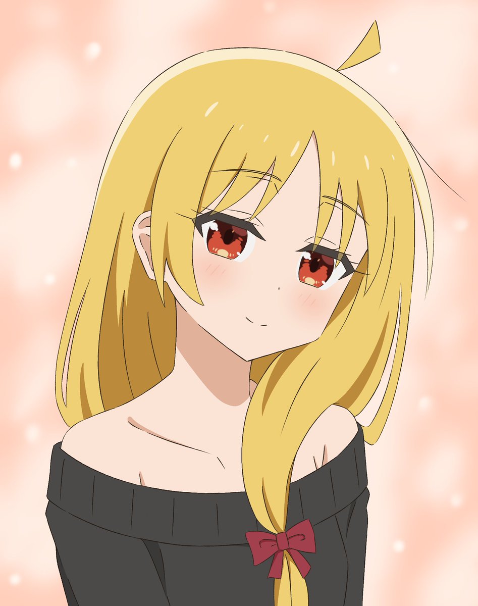 1girl blonde hair solo smile long hair ahoge red eyes  illustration images