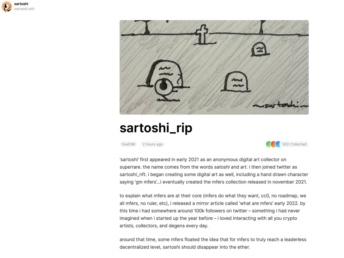 thompsonNFT's tweet photo. In case you missed it #mfers 😊👀 
#sartoshi https://t.co/uLJHAX6FB8