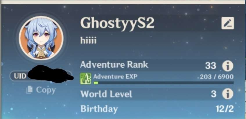 GhostyyS2's tweet photo. Trading:
-Ganyu acc
-NA server
-Ar 33

Lf :
-Another genshin acc
-Any ar/server is fine
 
(first time trading 😥)
#genshintrade #Genshintrading #genshintradings #genshintrades https://t.co/lh8F1hhWyf