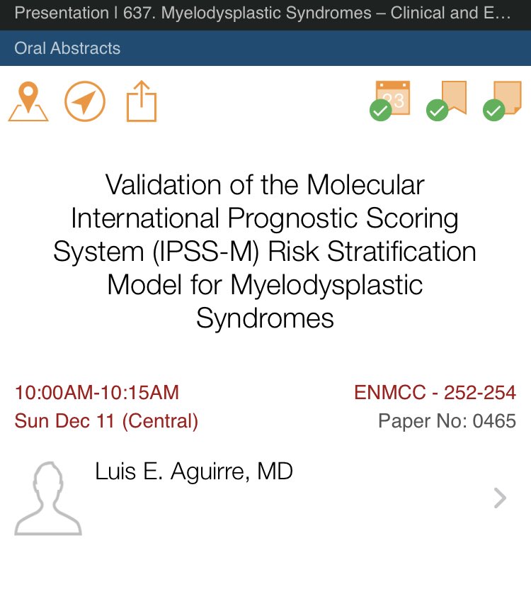 MoffittHemOnc's tweet photo. #ASH22 peeps and #MDSsm enthusiasts, please make sure to show up for impact oral session tomorrow AM by @LeafOnc talking on first external validation of #IPSSM using @MoffittNews database with super-mentor @Ramikomrokji @ASH_hematology https://t.co/tFCdsjrMos