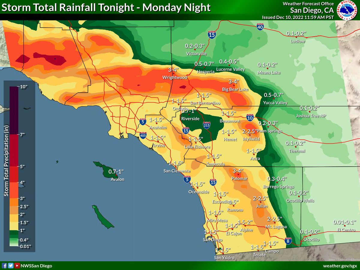 NWS San Diego on Twitter "Rain will spread southeastward overnight