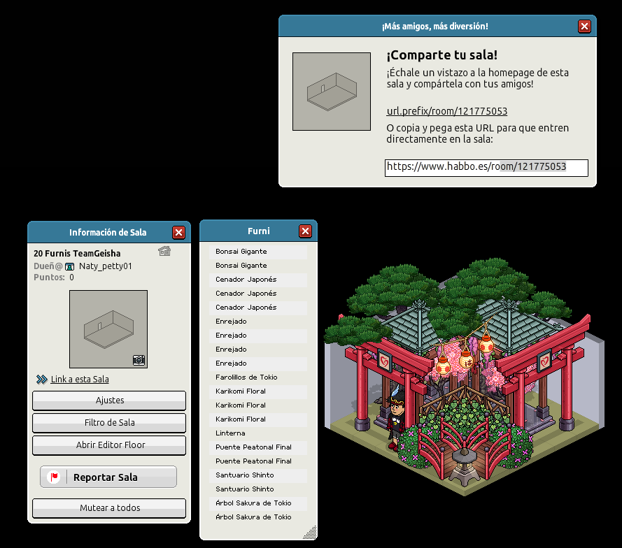 Mi participación para #20FurnisM9W 
-Usuario: Naty_petty01
-Link de la sala:  habbo.es/room/121775053
-Equipo: Geishas 

<a href="/ESHabbo/">Habbo ES/MX</a>
 
<a href="/ESkinered/">𝓚𝓲𝓷 ⋅˚₊‧ 🌸 ‧₊˚ ⋅</a>
 
<a href="/DJchiruli/">DJchiruli</a>
 
<a href="/ES_Juancha/">Juancha</a>