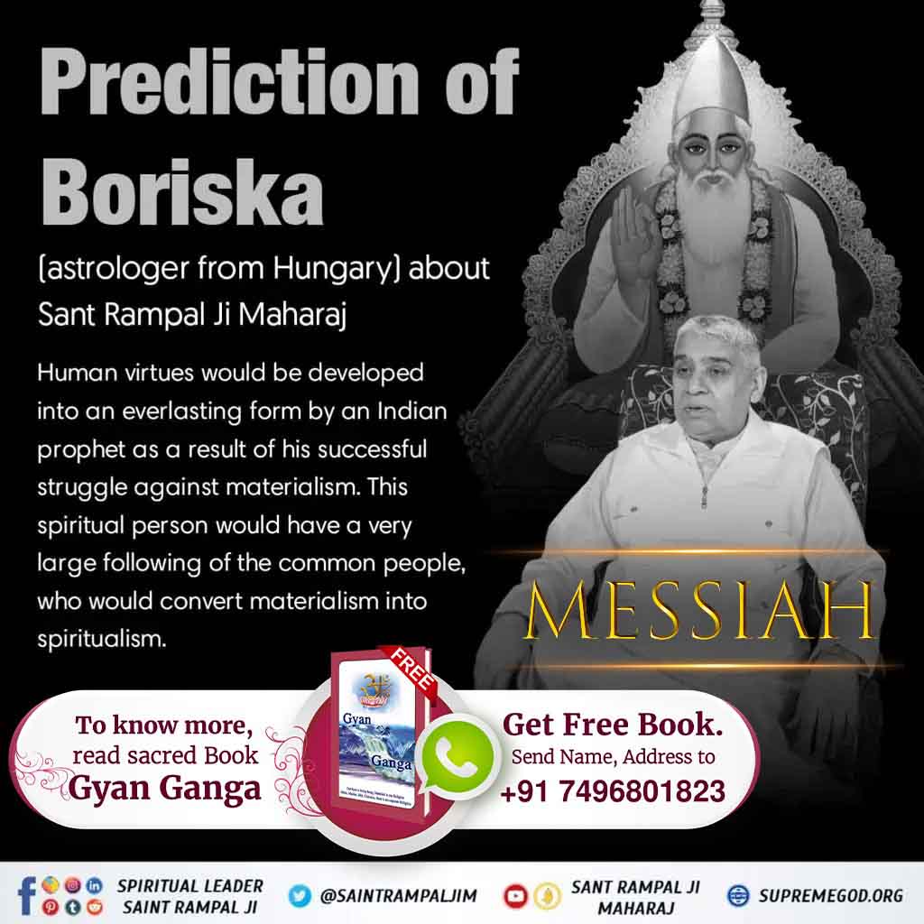 Real_Diksha's tweet photo. #Prophecies_About_TheMessiah

Prediction of Nostradamus about Sant Rampal Ji Maharaj
Quatrain 50, Century 1

From the peninsula where three seas meet, Comes the ruler to whom Thursday is holy, 
 His wisdom and might all nations will greet, To oppose him in Asia will be folly. https://t.co/24fu30rzxP