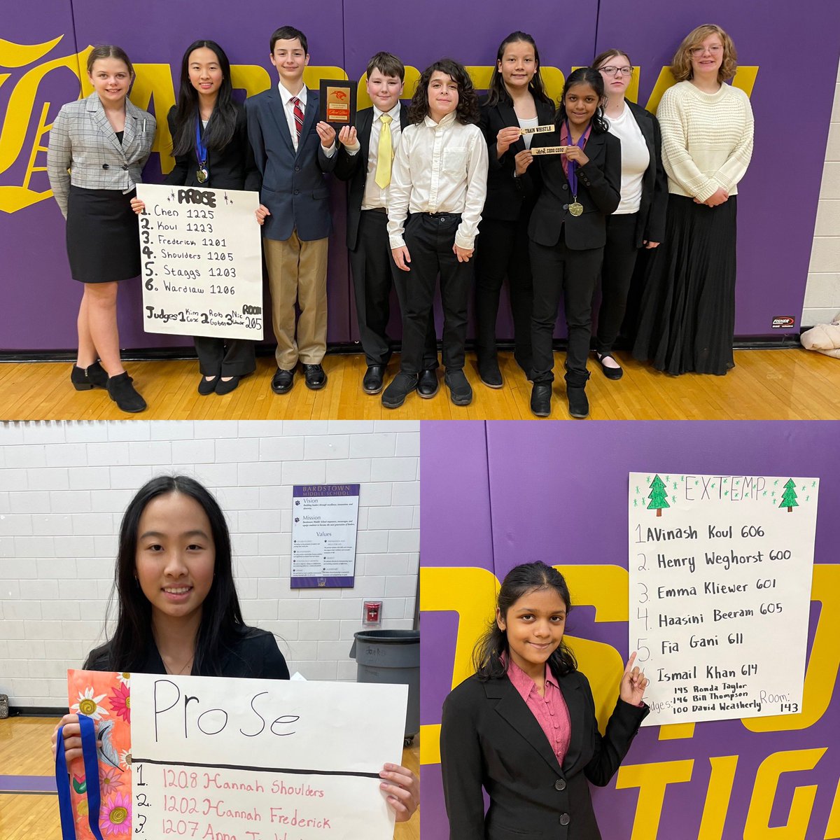 Congrats <a href="/BGJHS/">Bowling Green Jr. High School</a> Forensics! 2 Tourneys in 1 day: Hebron-3rd place team, 1st Prose-Leah Chen, 7th Duo Improv- Dillinger &amp; Gani, Bardstown-4th team, 1st Prose-Leah Chen, 6th Extemp-Fia Gani