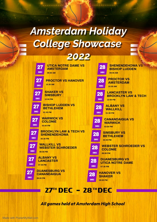 The Amsterdam College Showcase is just over 2 weeks away. Amsterdam will host 18 of the top girls basketball programs from across the Northeast. Teams will be attending from Buffalo to Syracuse down to NYC and out to CT & NH. Many of Section 2's power teams will be in attendance. https://t.co/UXmMyMLUfJ